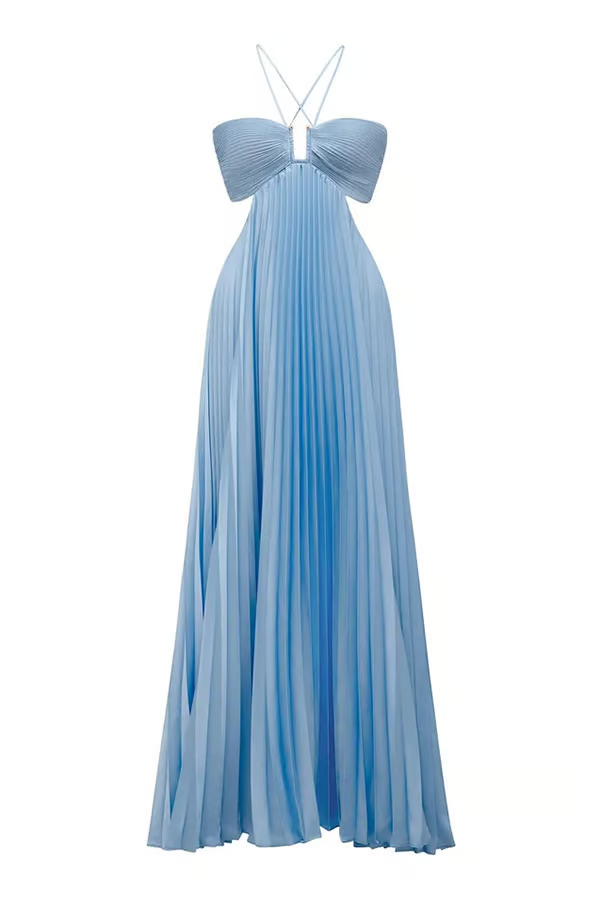 Orchid | Women's Halter Maxi Dress for Wedding Guests - Evening Elegance