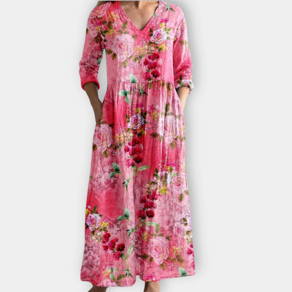 Kathleen™ Floral V-Neck Maxi Dress