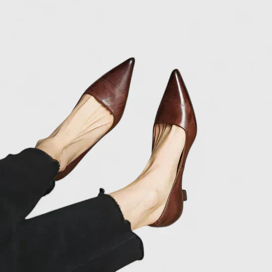 Vera | Burgundy Women's Slingback Kitten Heels with Pointed Toe