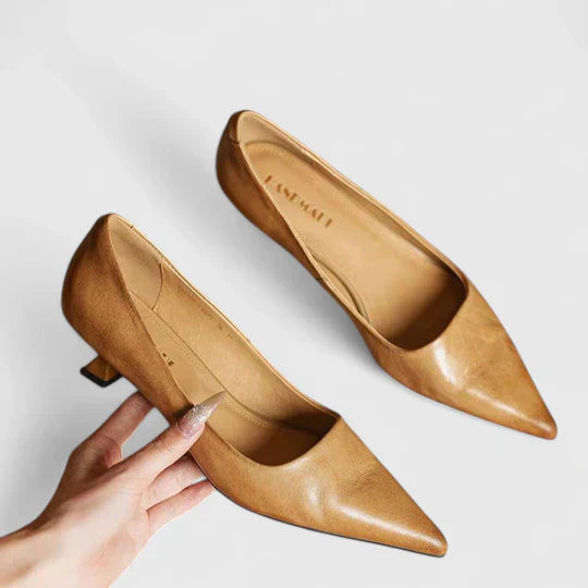 Vera | Burgundy Women's Slingback Kitten Heels with Pointed Toe