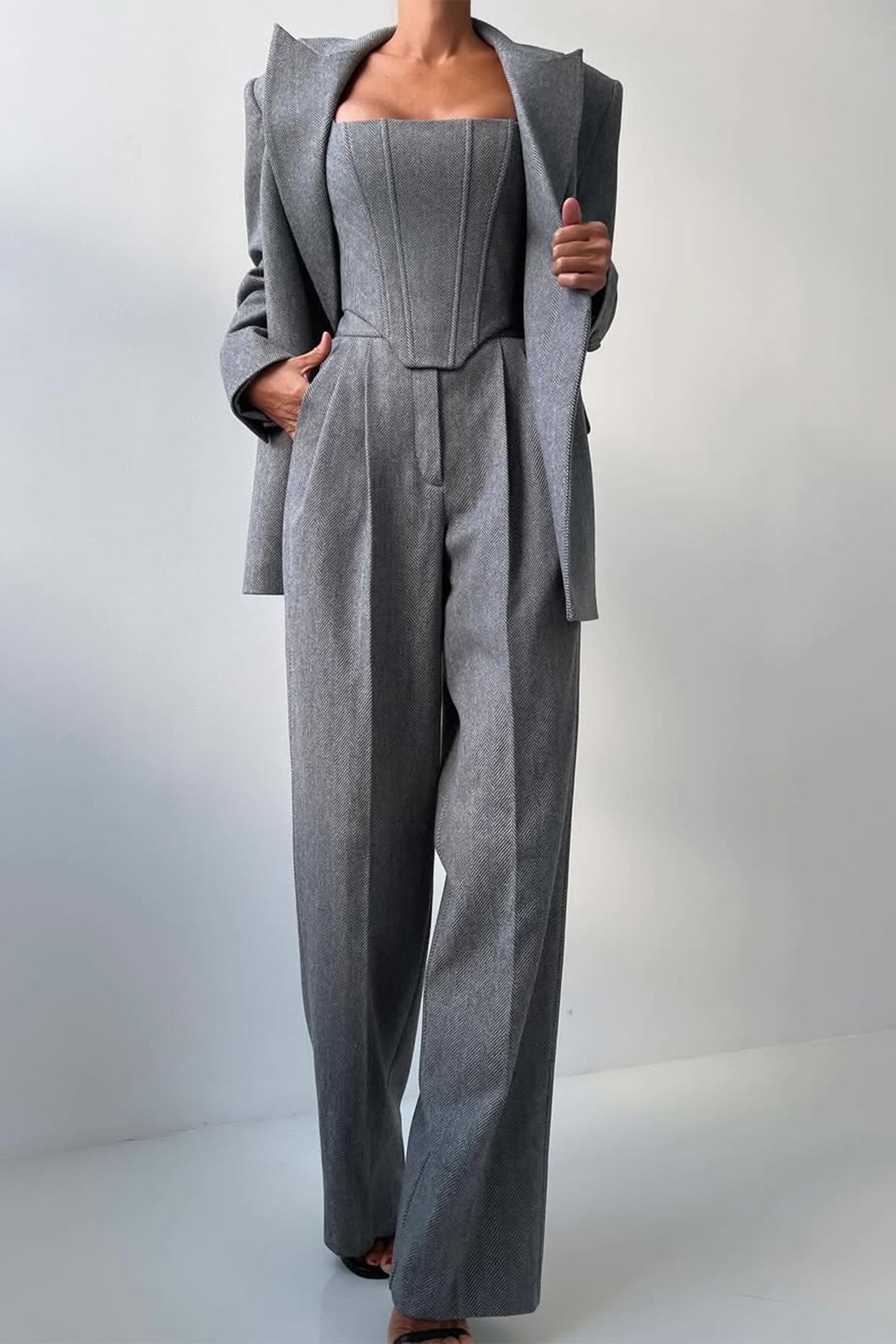 Imogen | Women's Three-Piece Herringbone Suit Set