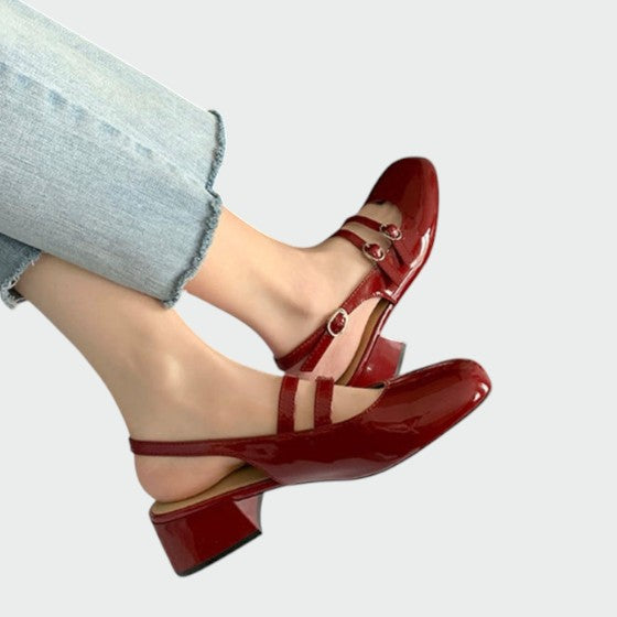 Scarlett | Women's Patent Double-Strap Mary Jane Block Heels