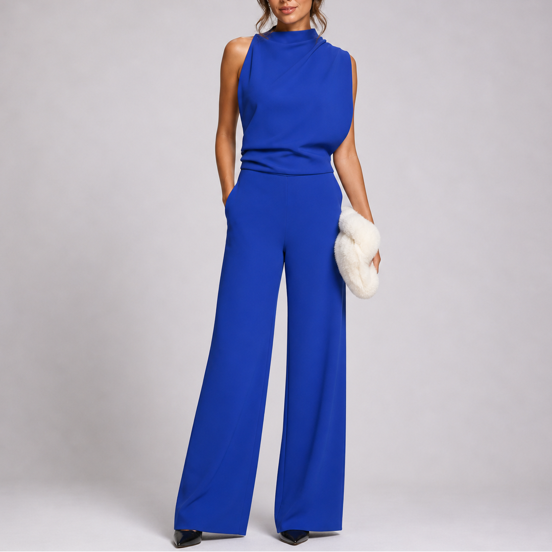 Larkin | Women's Sleeveless High Neck Wide-Leg Jumpsuit
