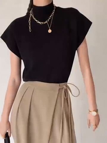 Noira | Women's Sleeveless Mock Neck Top with Padded Shoulders