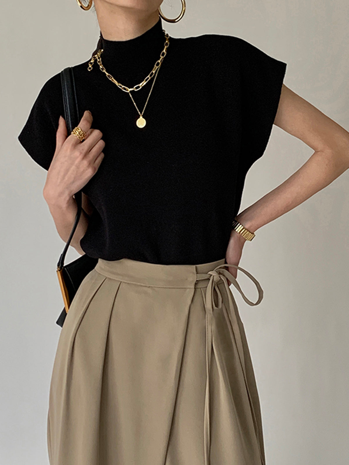 Noira | Women's Sleeveless Mock Neck Top with Padded Shoulders