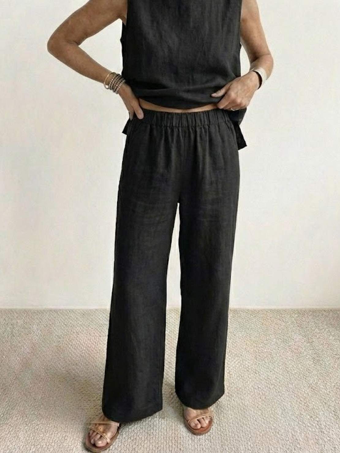 Olivia | Women's Sleeveless Tank and Wide-Leg Pant Set