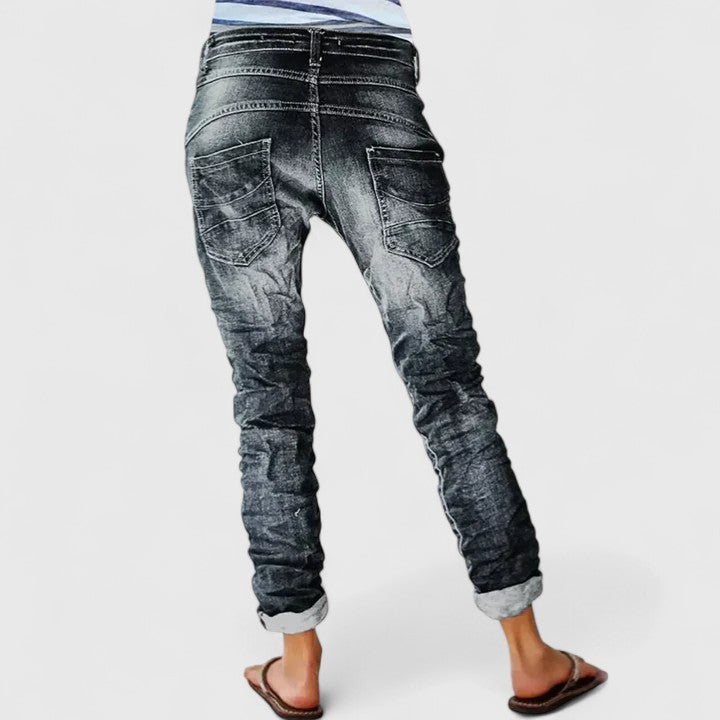 Marcella | Women's Relaxed Fit Distressed Wide Leg Jeans
