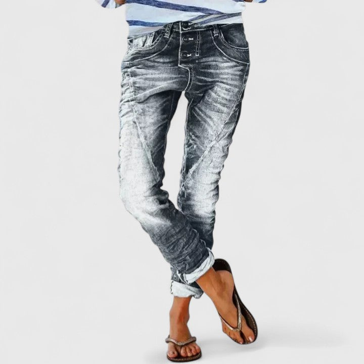 Marcella | Women's Relaxed Fit Distressed Wide Leg Jeans