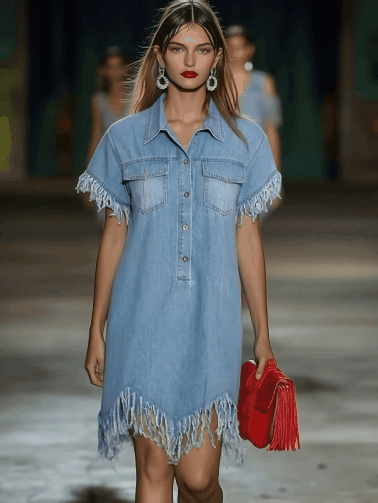 Marisol | Women's Fringed Collared Mini Dress