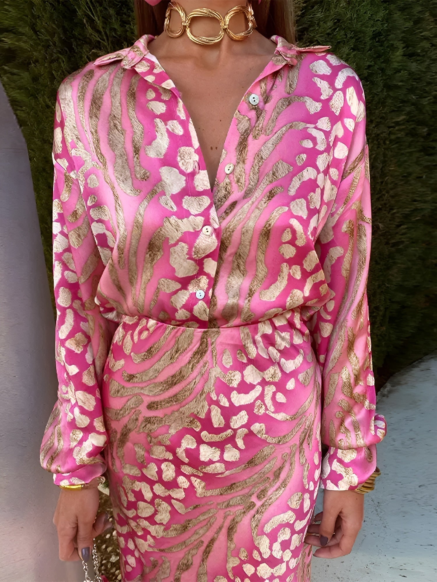 Maxine | Women's Midi Dress with Long Sleeves and Print