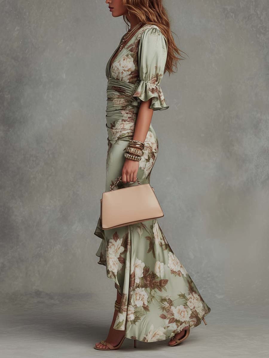 Minerva | Women's Maxi Dress with Floral Wrap Design