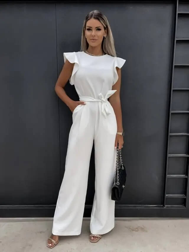 Miriam | Women's Wide Leg Jumpsuit with Flutter Sleeves
