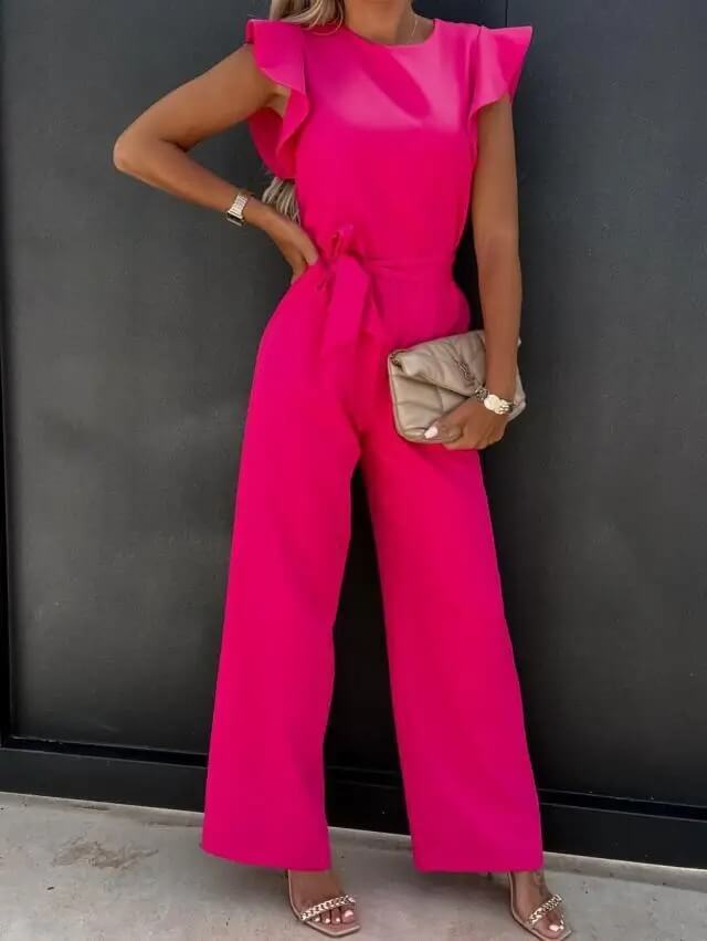 Miriam | Women's Wide Leg Jumpsuit with Flutter Sleeves