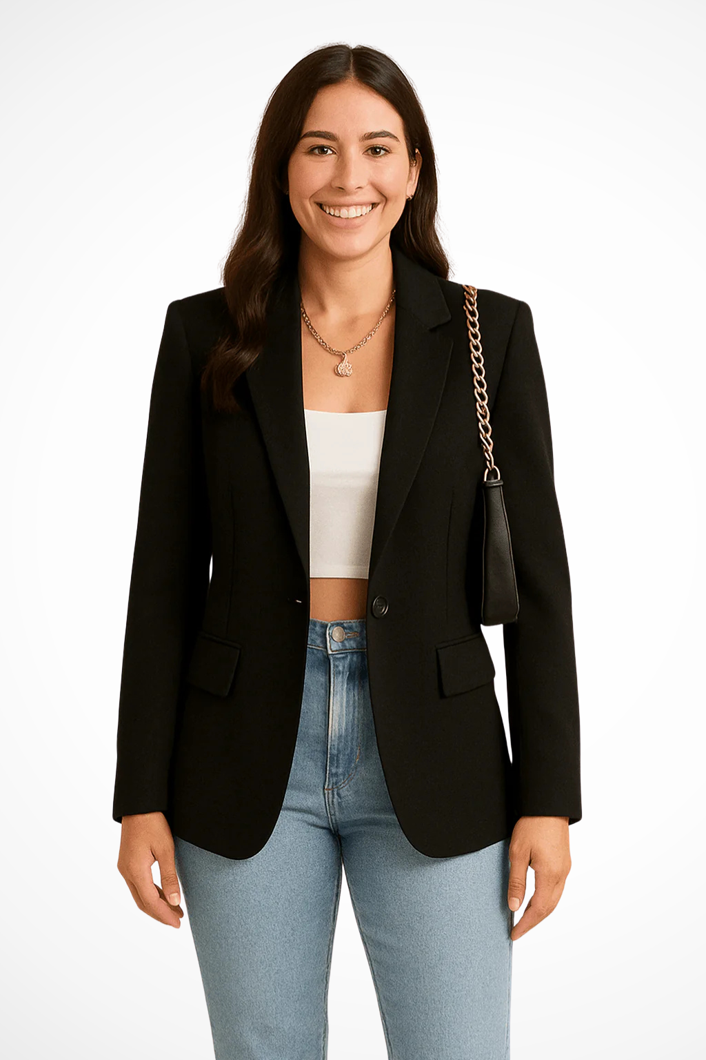 Nicolette | Women's Black Blazer with Single Button Closure