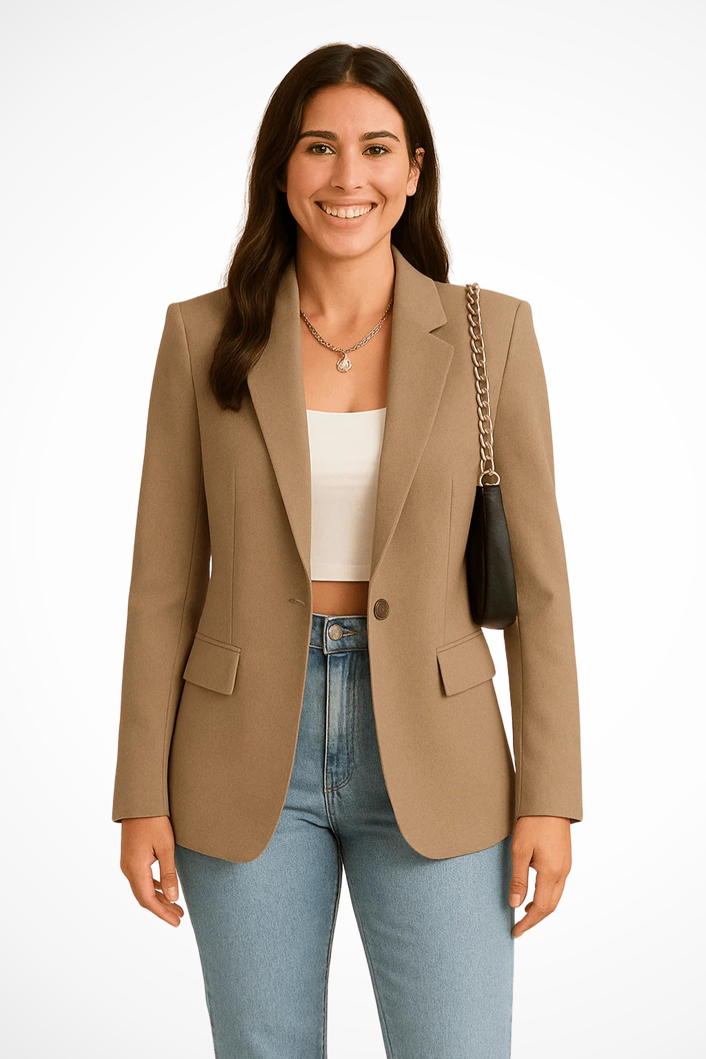 Nicolette | Women's Black Blazer with Single Button Closure