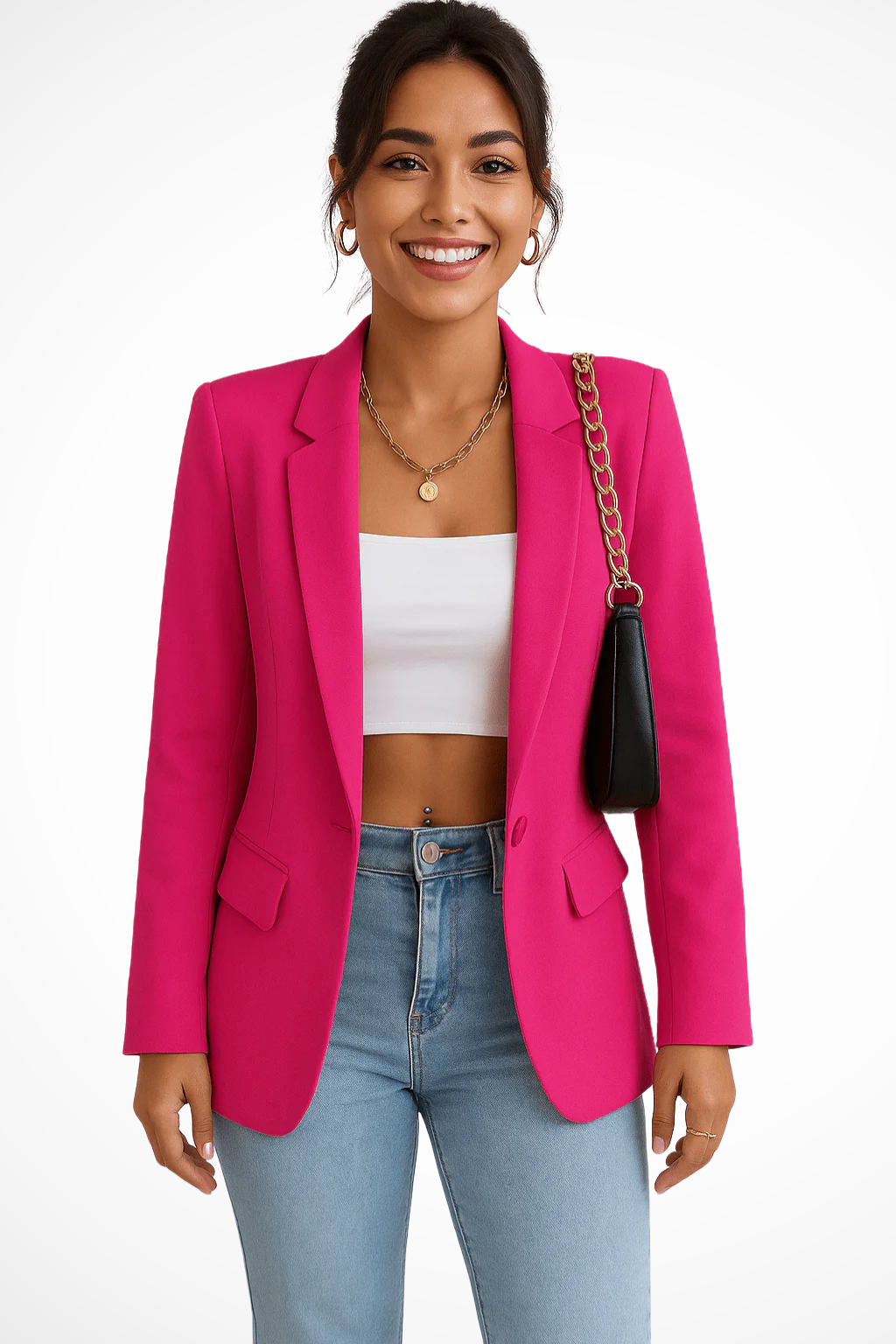 Nicolette | Women's Black Blazer with Single Button Closure