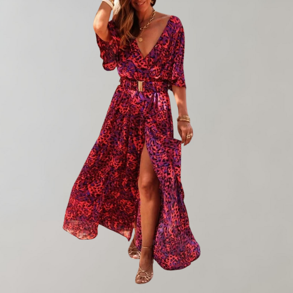 Nyx | Women's Maxi Dress with Abstract Print Wrap Design
