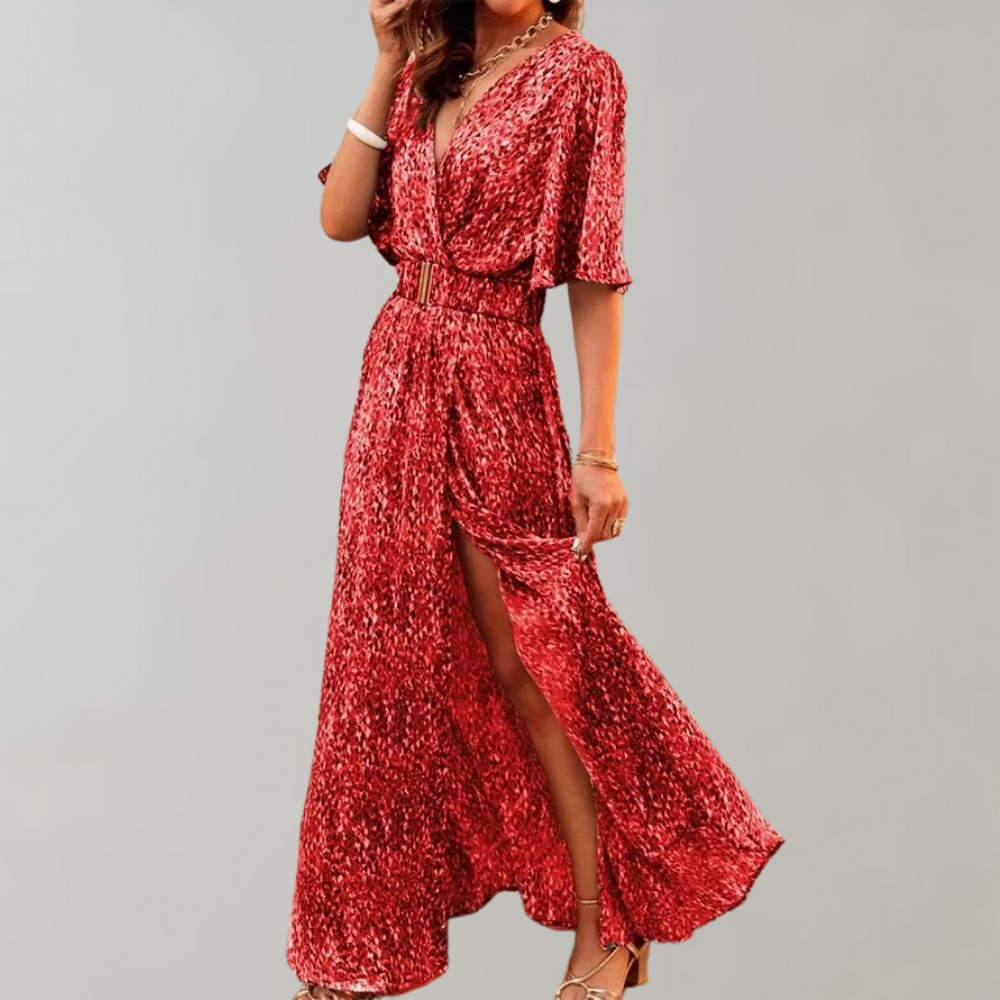 Nyx | Women's Maxi Dress with Abstract Print Wrap Design