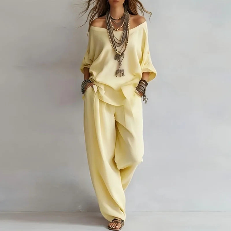 Octavia | Women's Off-Shoulder Wide-Leg Coordinated Set