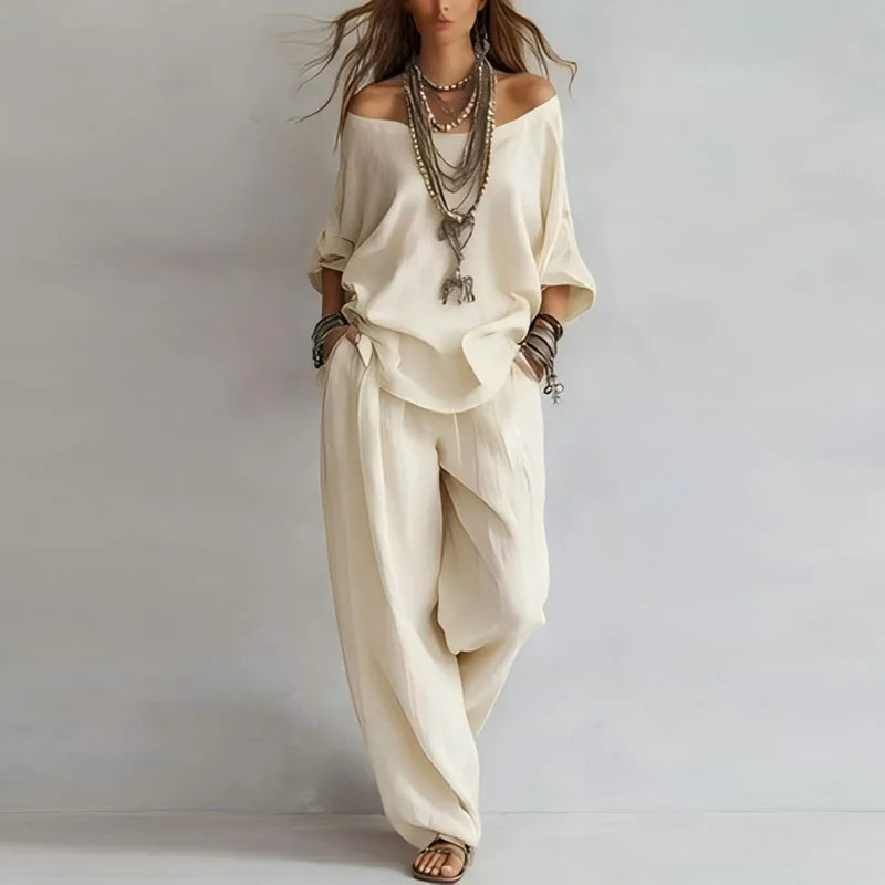 Octavia | Women's Off-Shoulder Wide-Leg Coordinated Set