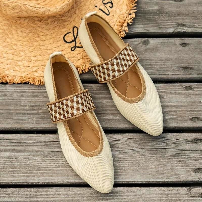 Ophelia | Women's Checkered Mary Jane Flats with Strap