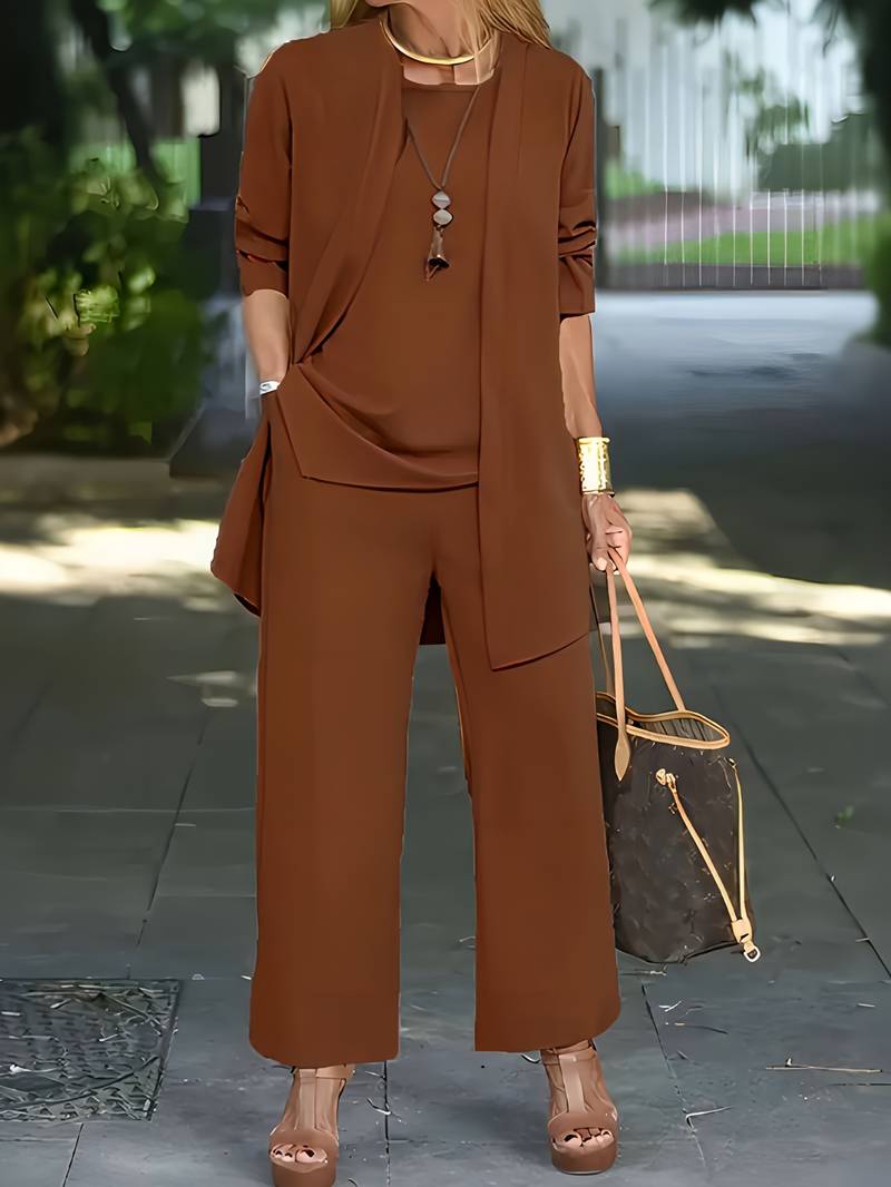 Ophira | Women's 3-Piece Set with Round Neck and Long Sleeves