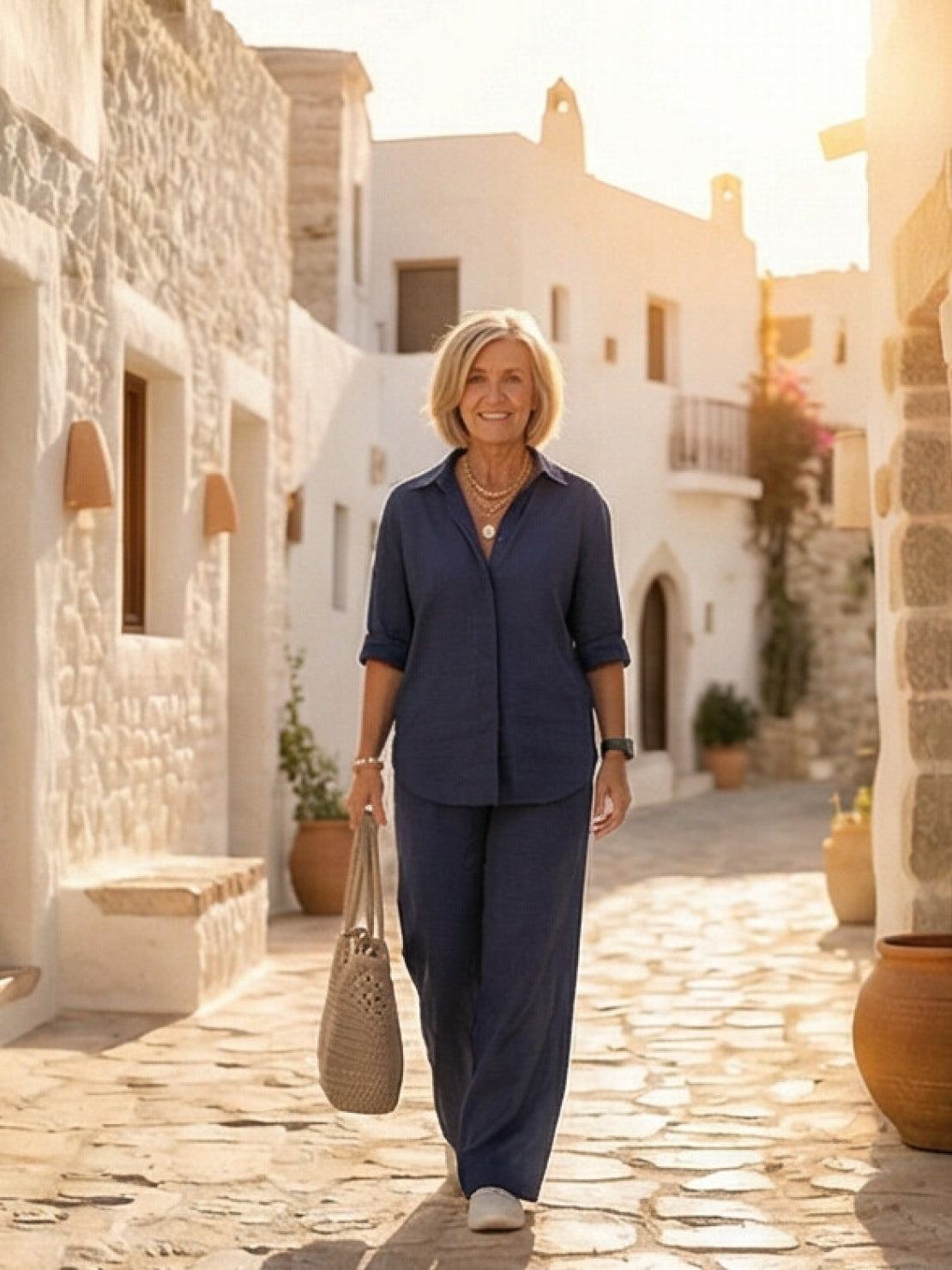 Vivian | Women's Relaxed Button-Up Shirt and Wide-Leg Pant Ensemble