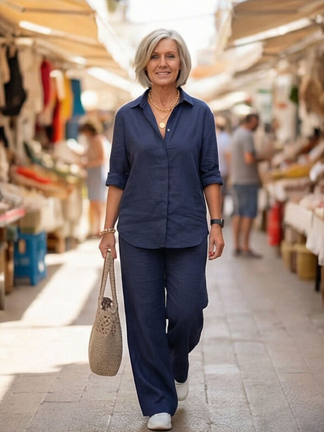 Vivian | Women's Relaxed Button-Up Shirt and Wide-Leg Trousers Ensemble