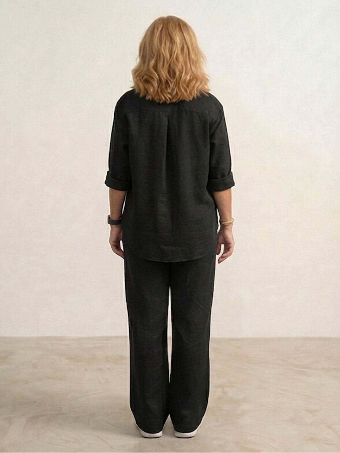 Vivian | Women's Relaxed Button-Up Shirt and Wide-Leg Trousers Ensemble