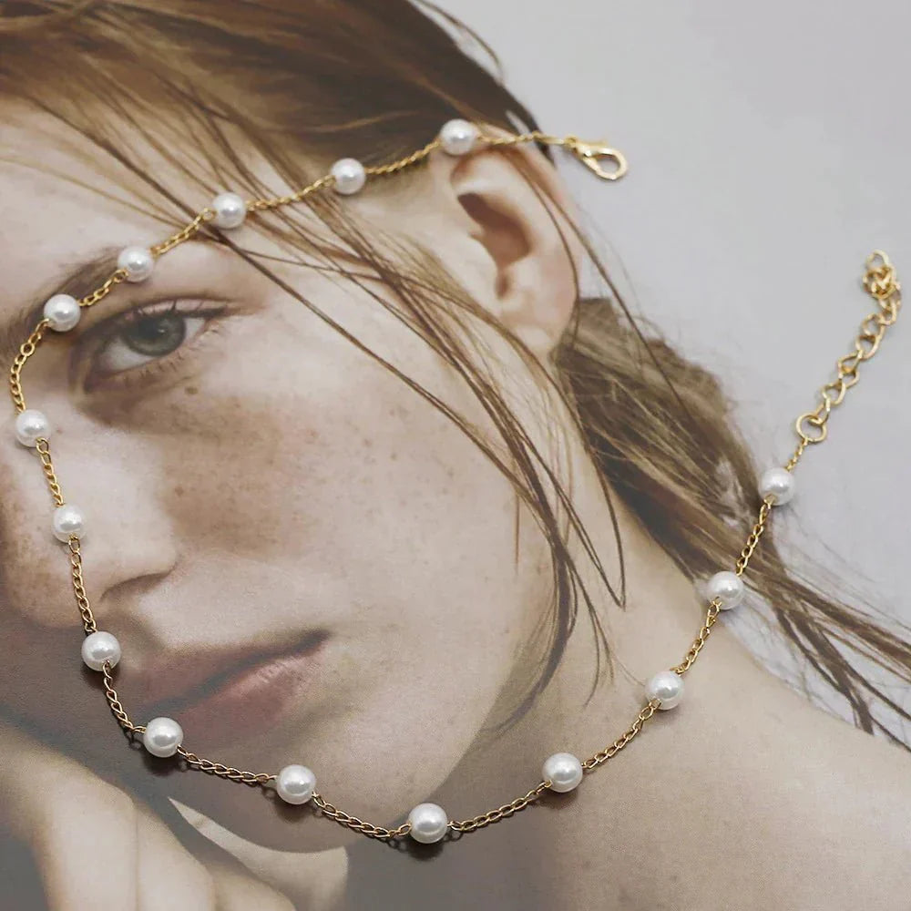 Lustra™ | Elegant Gold Pearl Necklace