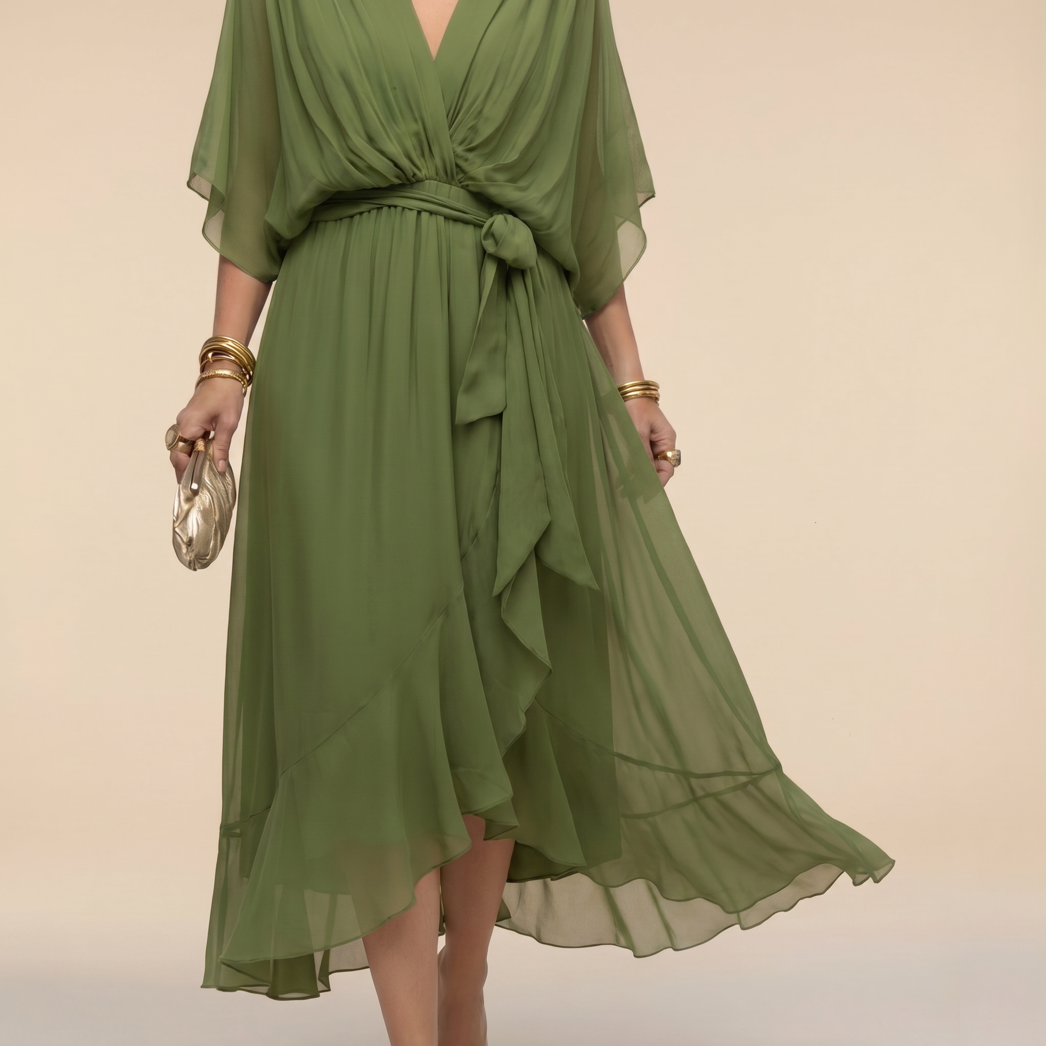 Penelope | Women's V-Neck Wrap Midi Dress" can be rewritten as:
"Penelope | Women's Midi Dress with V-Neck Wrap Design