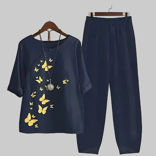 Persephone | Women's Butterfly-Patterned Two-Piece Ensemble