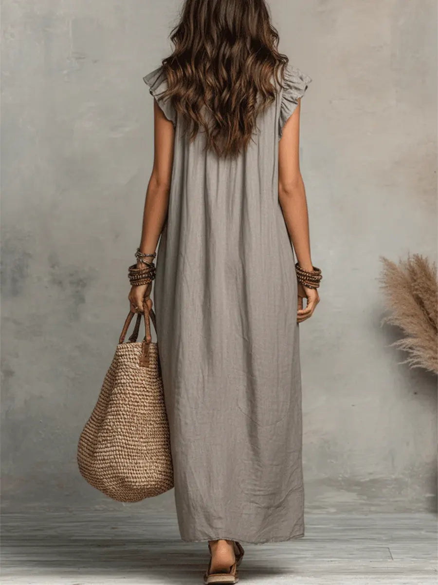 Priscilla | Women's Ruffled V-Neck Maxi Dress