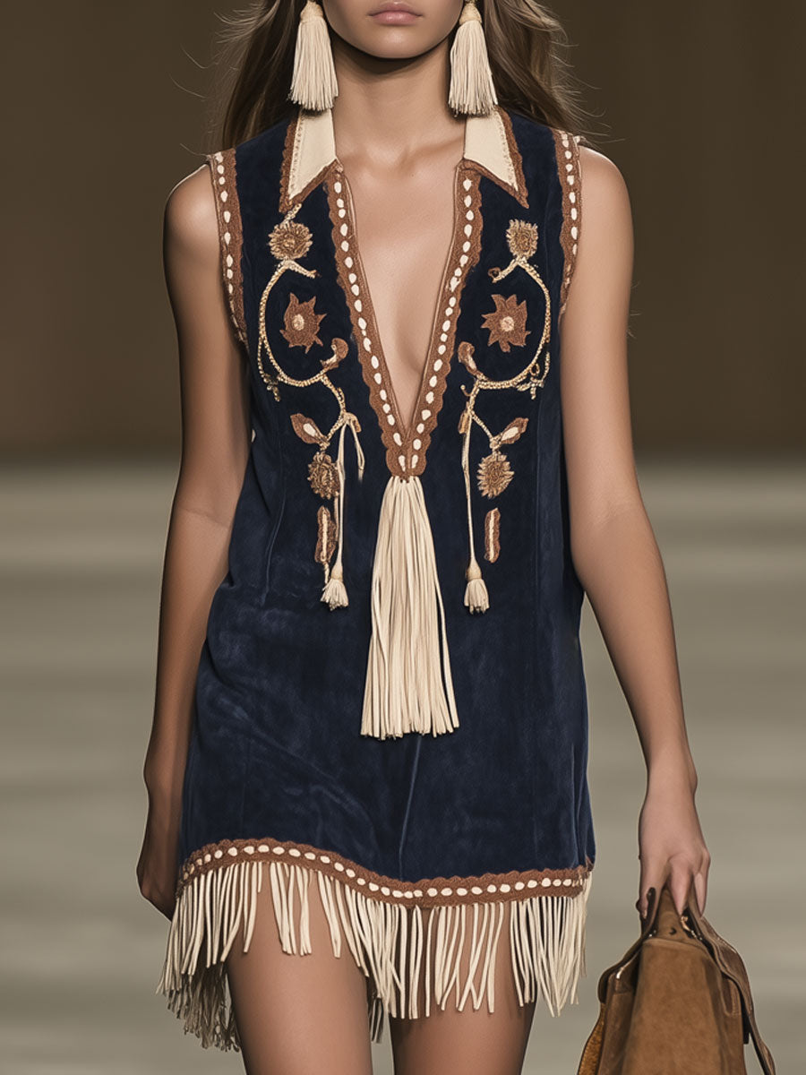 Raven | Bohemian Mini Dress with Embroidery for Women