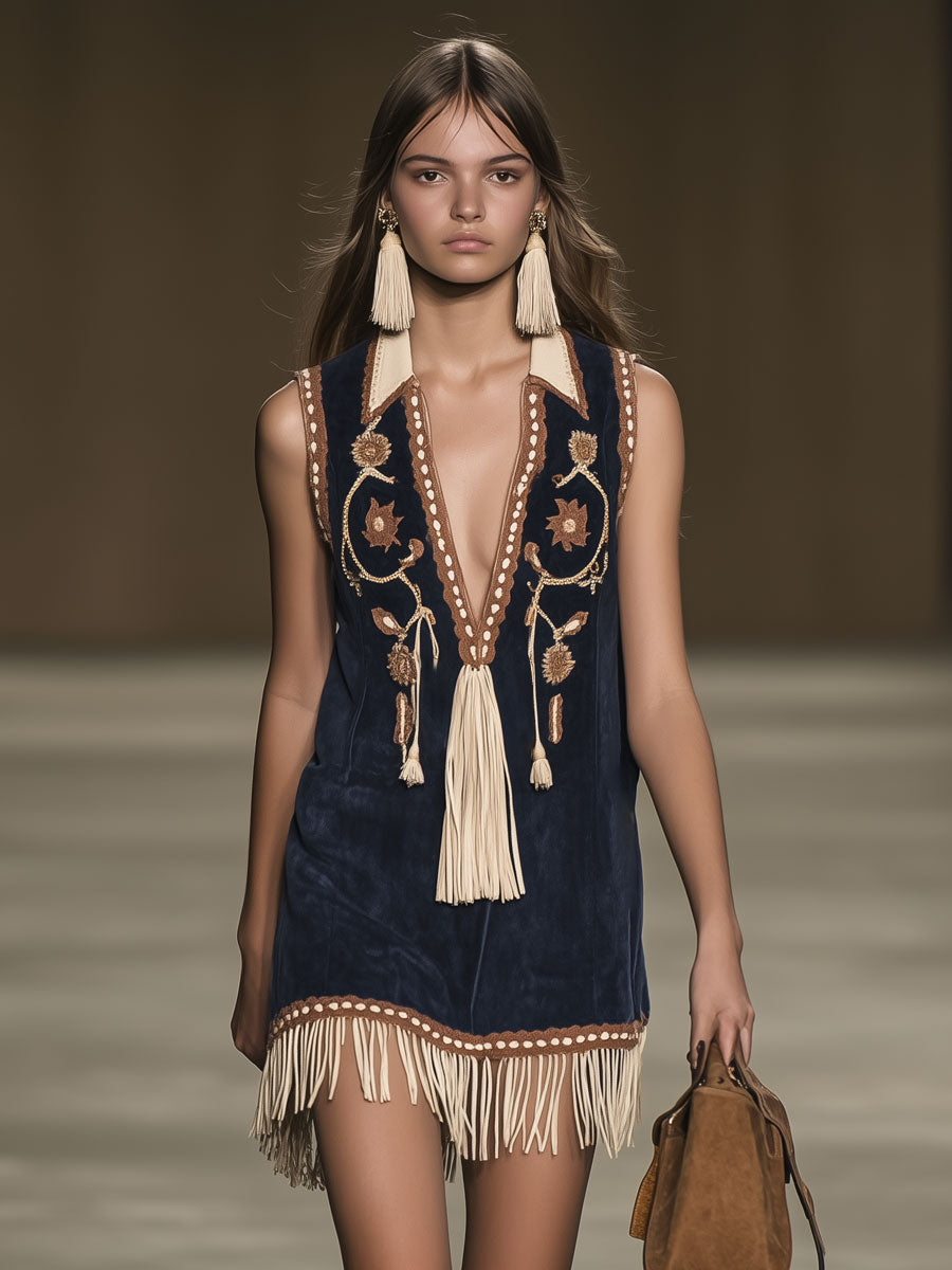 Raven | Bohemian Mini Dress with Embroidery for Women