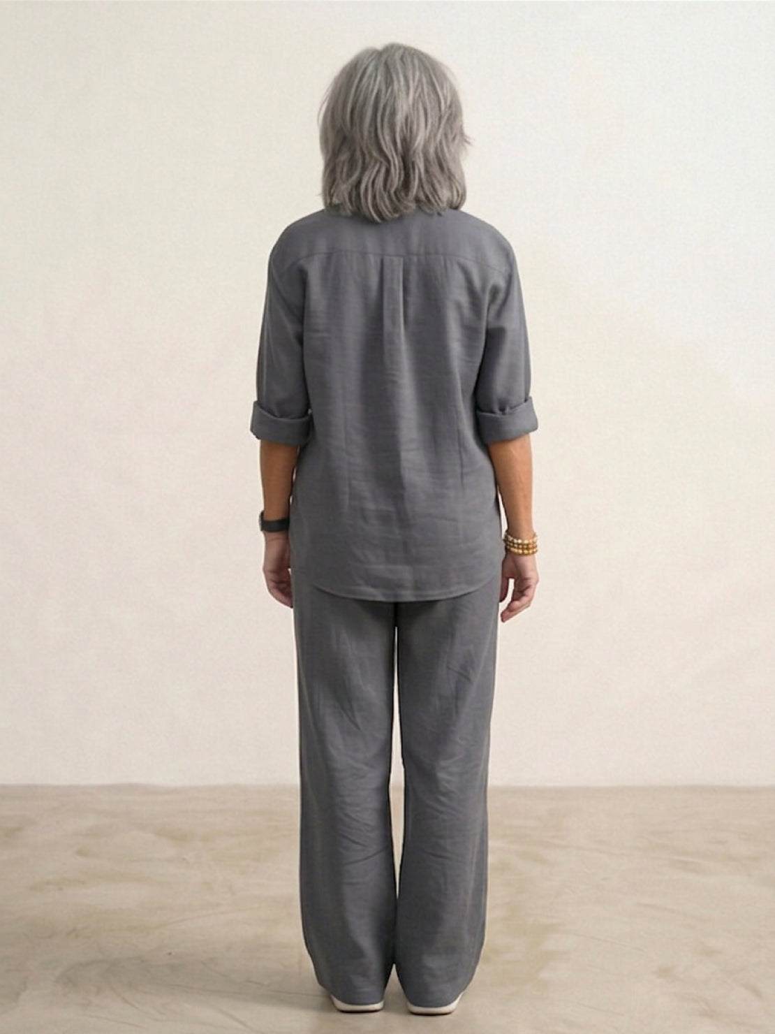 Vivian | Women's Relaxed Button-Up Shirt and Wide-Leg Pant Ensemble