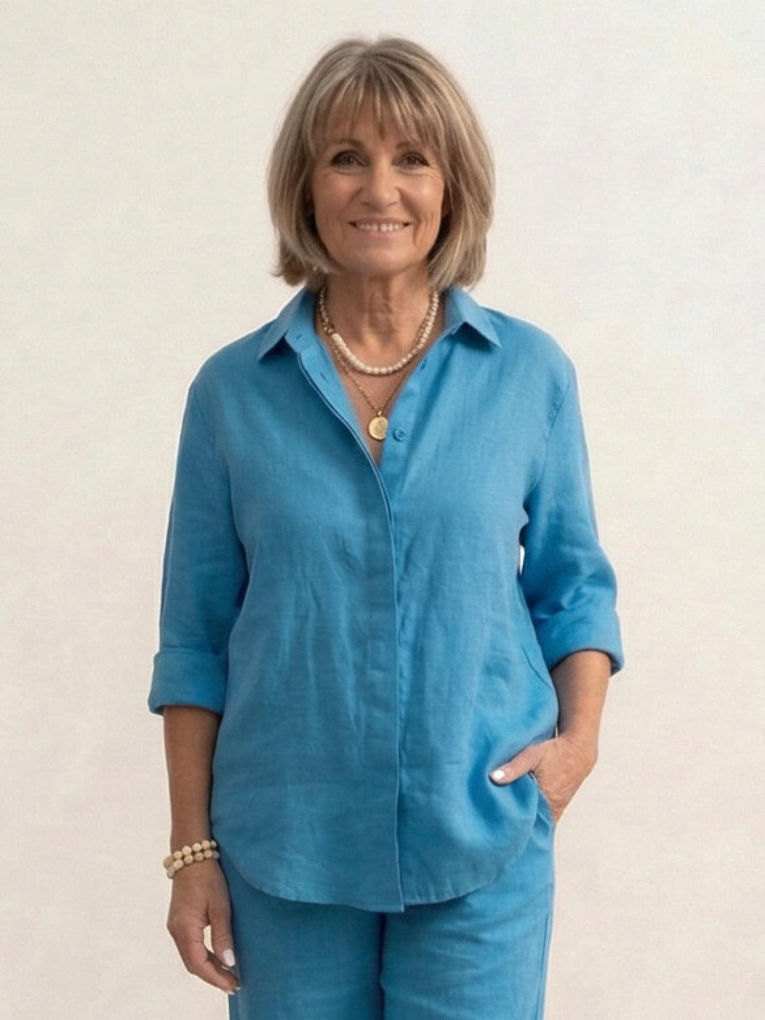 Vivian | Women's Relaxed Button-Up Shirt and Wide-Leg Trousers Ensemble