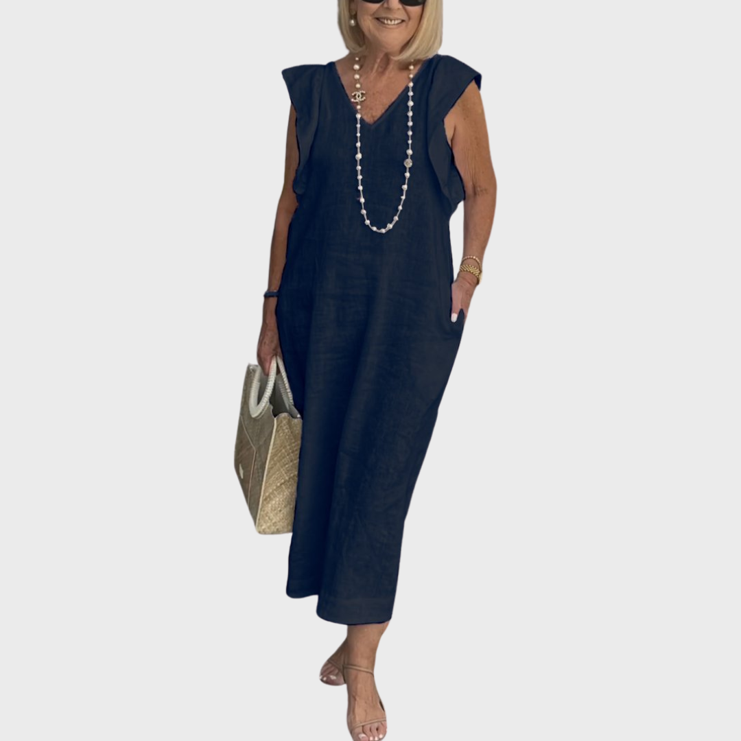 Rosalinda | Women's Sleeveless V-Neck Maxi Dress with Pockets
