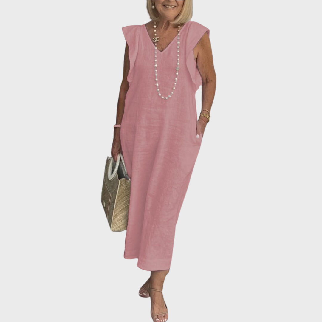 Rosalinda | Women's Sleeveless V-Neck Maxi Dress with Pockets