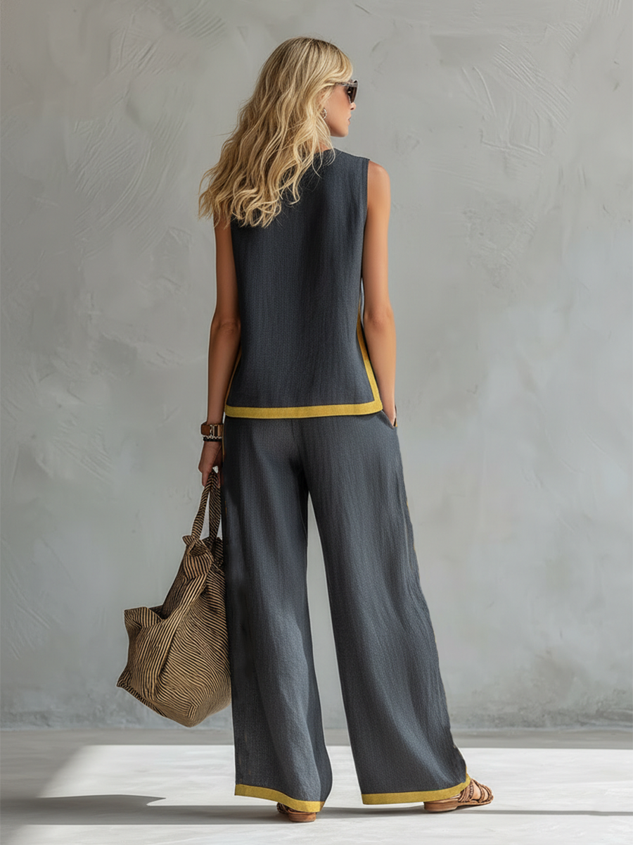 Seraphine | Women's Sleeveless Two-Piece Set with Contrast Trim