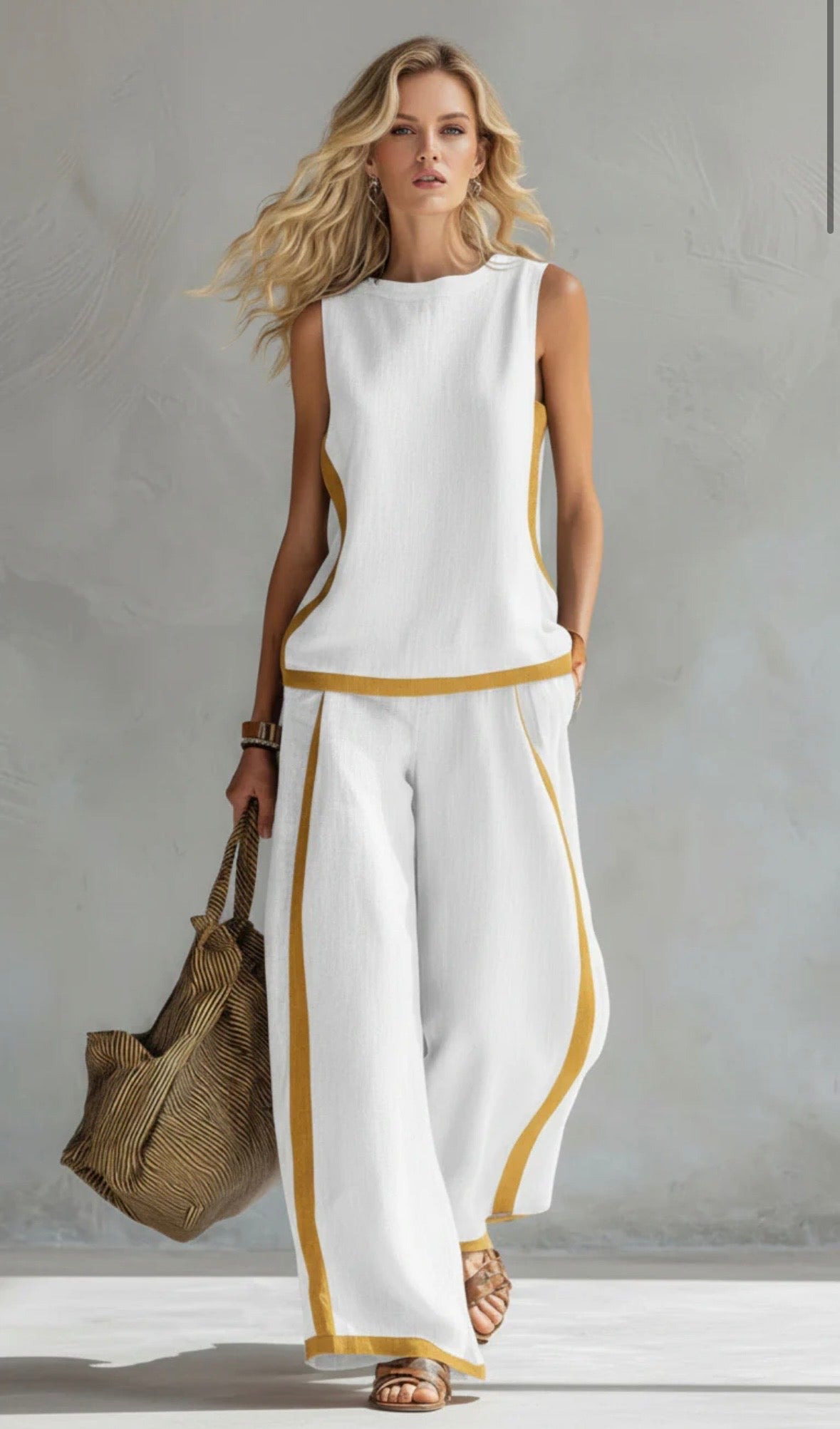 Seraphine | Women's Sleeveless Two-Piece Set with Contrast Trim