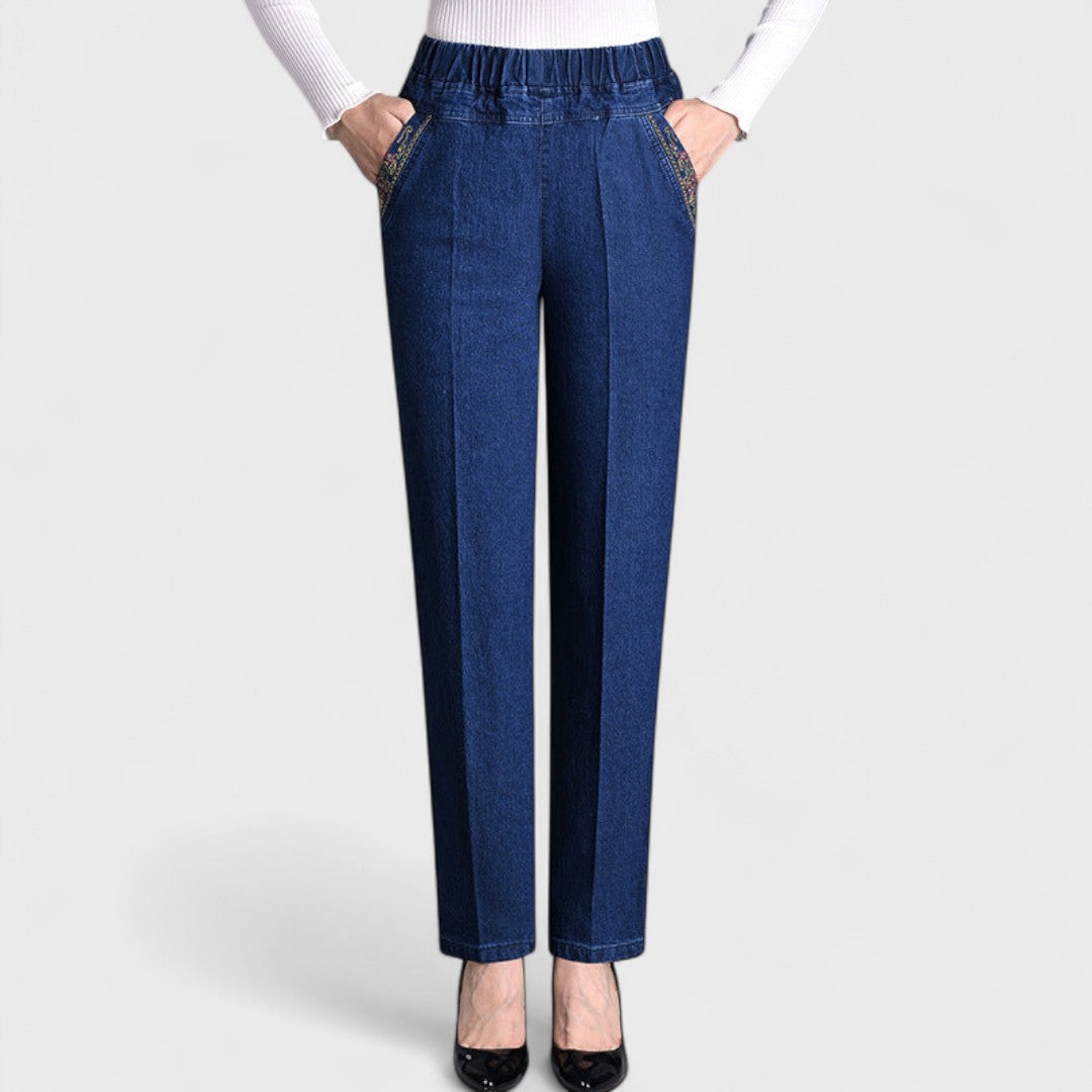 Marian™ Women's Stretch Denim with Side Pockets & Elastic Waistband