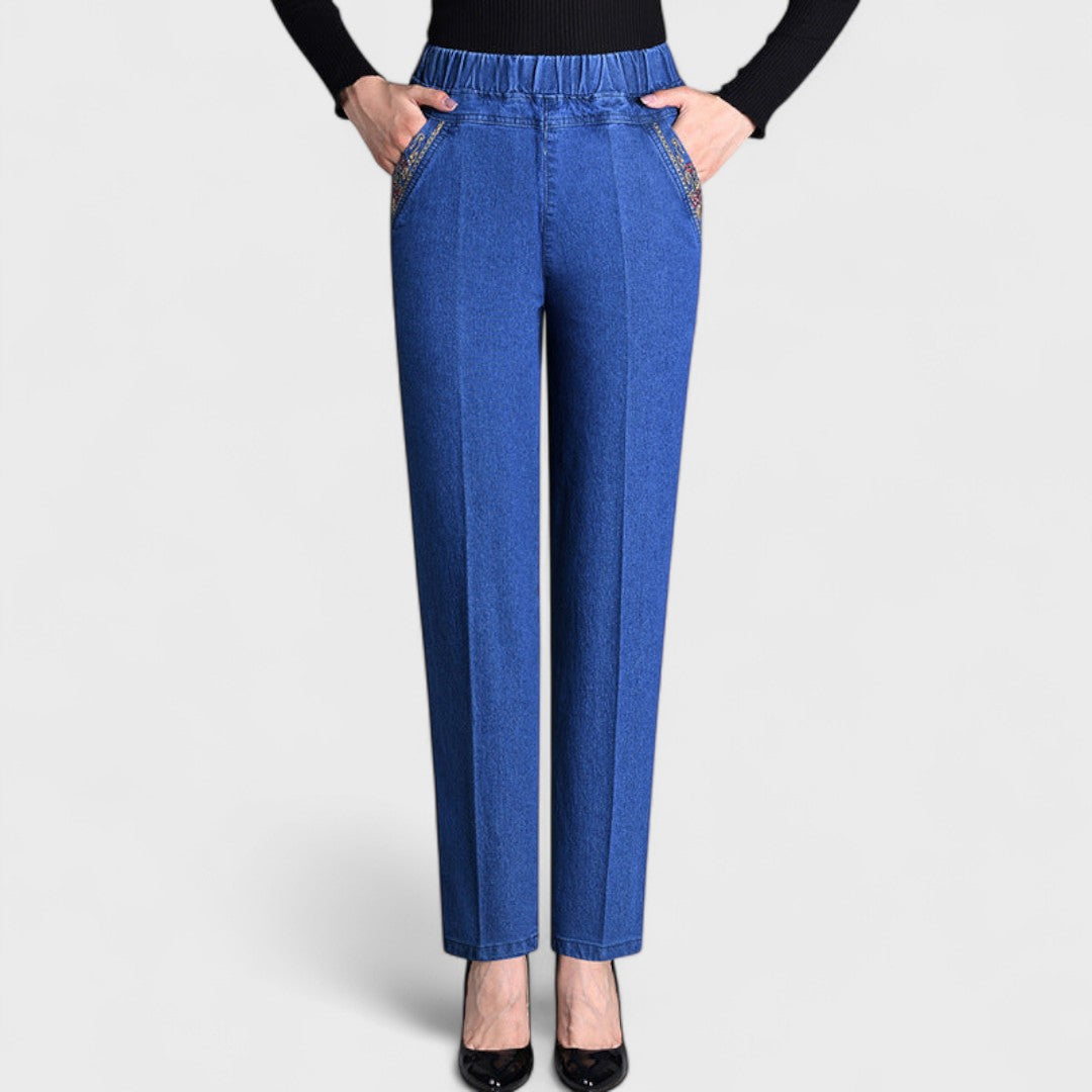 Marian™ Women's Stretch Denim with Side Pockets & Elastic Waistband