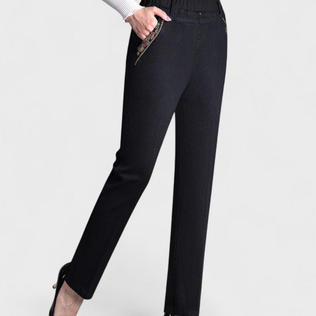 Marian™ Women's Stretch Denim with Side Pockets & Elastic Waistband