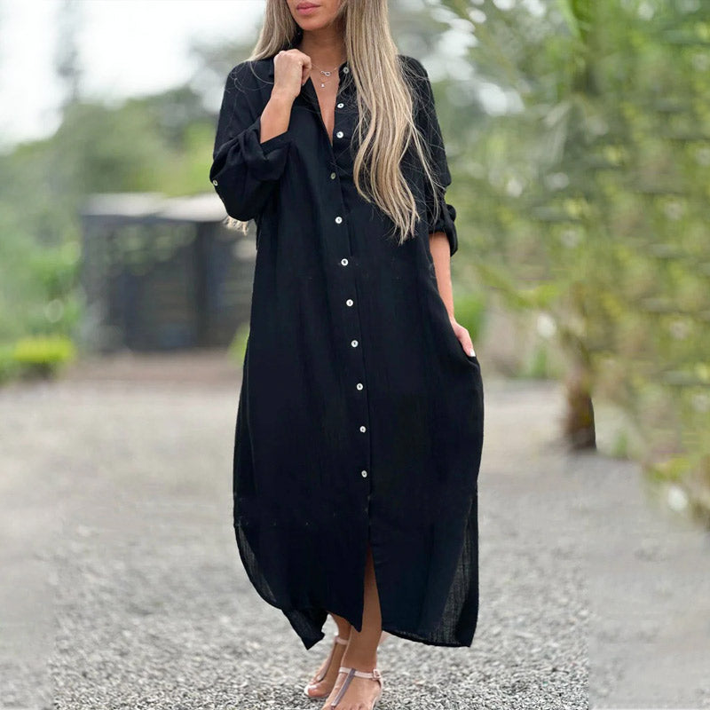 Brielle | Women's Relaxed Button-Up Maxi Shirt Dress