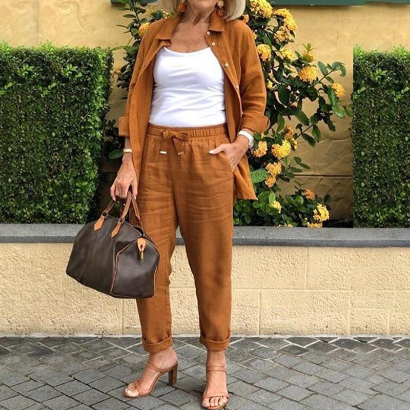 Terra | Women's Two-Piece Set: Shirt Jacket and Drawstring Pants