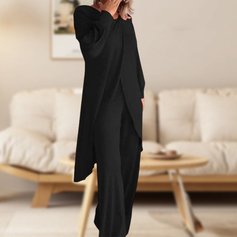 Haven | Women's Long Sleeve Tunic and Wide Leg Pants Two-Piece Set