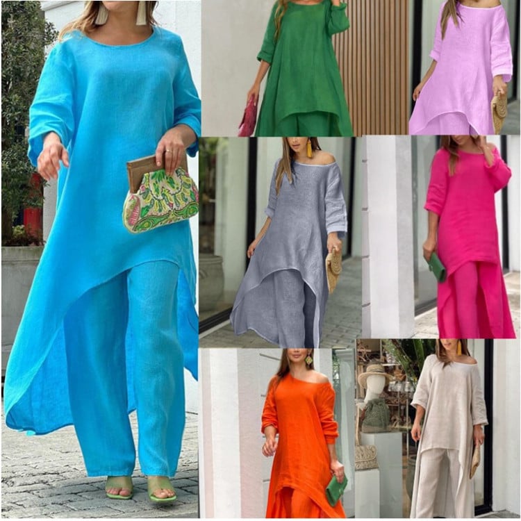 Oasis | Women's Longline Tunic & Wide Leg Pants Two-Piece Set