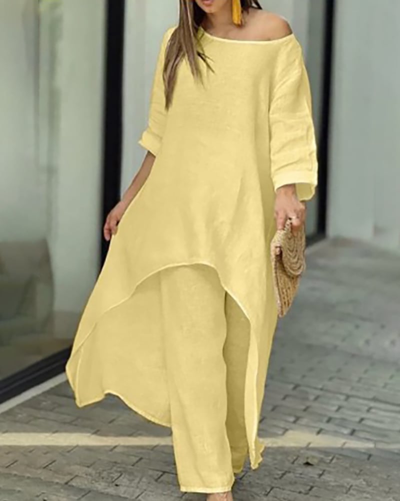 Oasis | Women's Longline Tunic & Wide Leg Pants Two-Piece Set