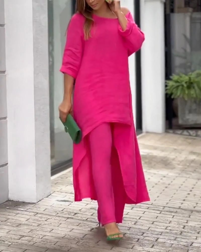 Oasis | Women's Longline Tunic & Wide Leg Pants Two-Piece Set